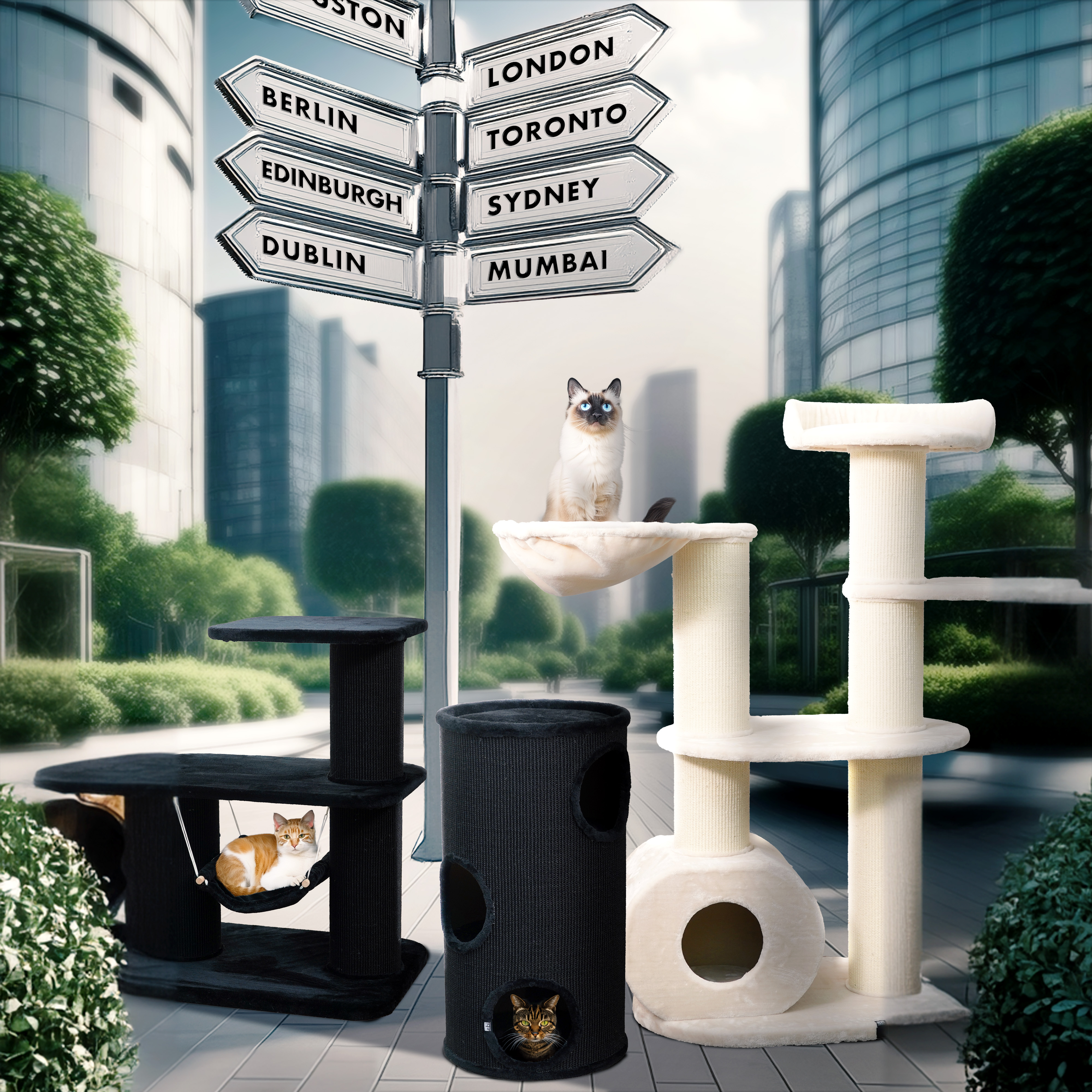 Entdecken Sie die Welt mit der 'Destinations'-Kratzbaumserie von EBI